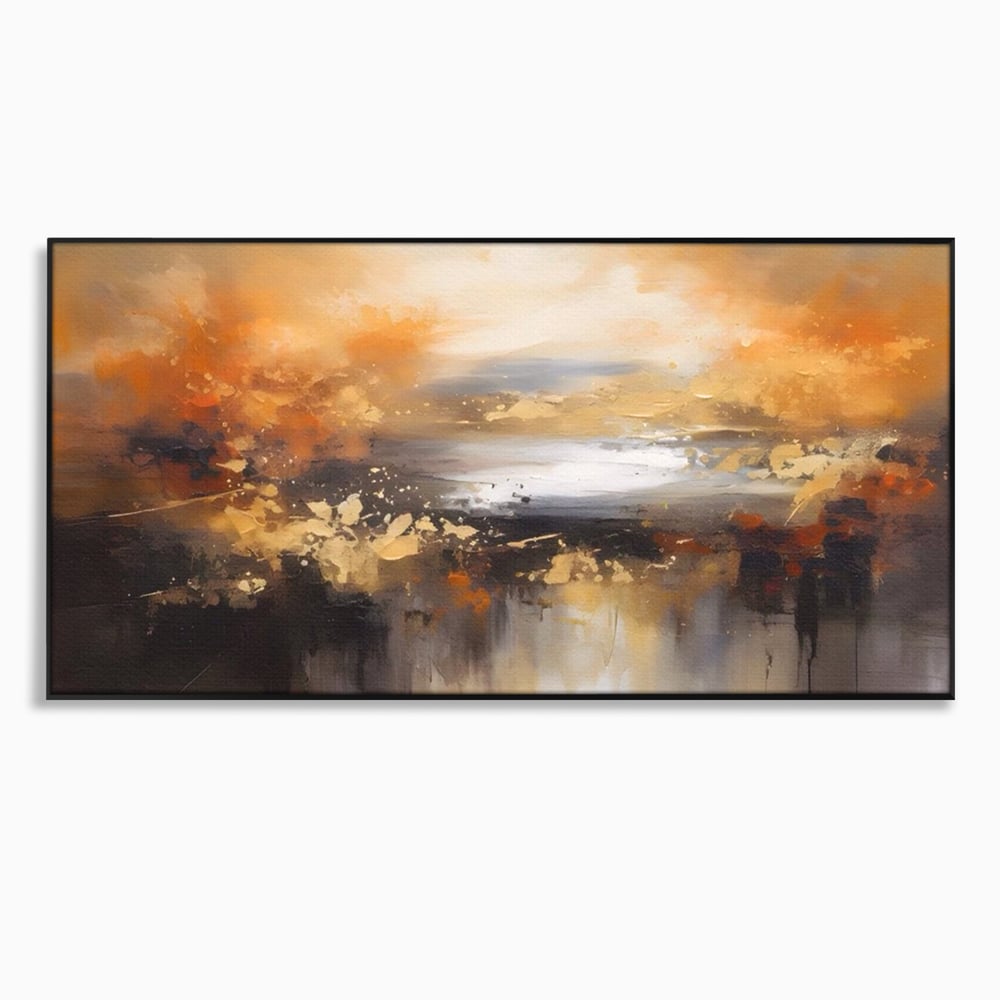Tablou canvas cu tablou canvas peisaj abstract orizontal, in rama de aluminiu negru